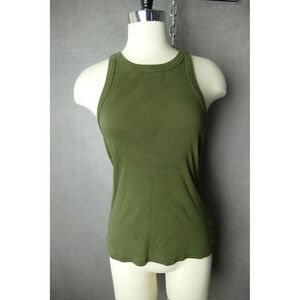 MOTHER Move It Ribbed Tank Top Olive Green Racerback Size Small